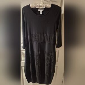 Joseph Ribkoff Black Dress with Subtle Stripes